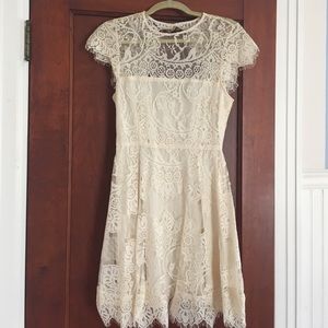 BB Dakota Ivory Lace Fit & Flare Dress - Size 4