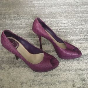 Dior embossed leather peep toe pumps