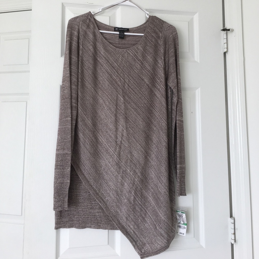 INC long sleeve silver (gray) tunic - size L