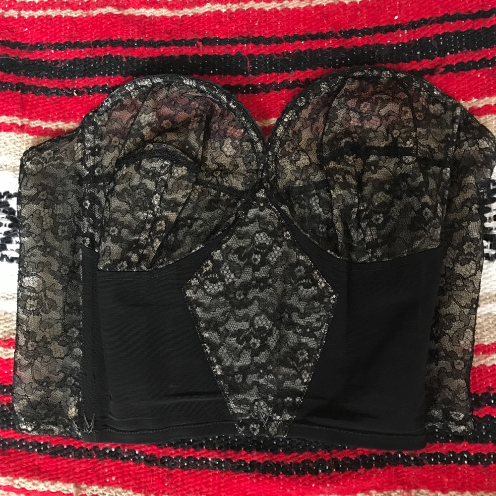 Vintage over wire bustiers - black w lace overlay