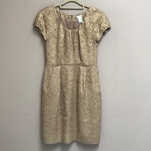 Gold Brocade J. Crew dress with pockets