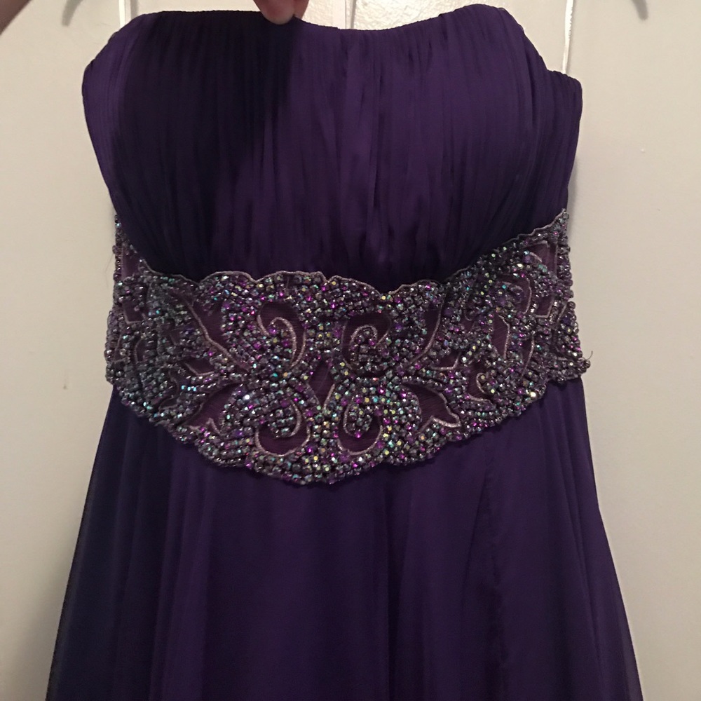 Jovani Strapless Purple Embellished Prom Dress