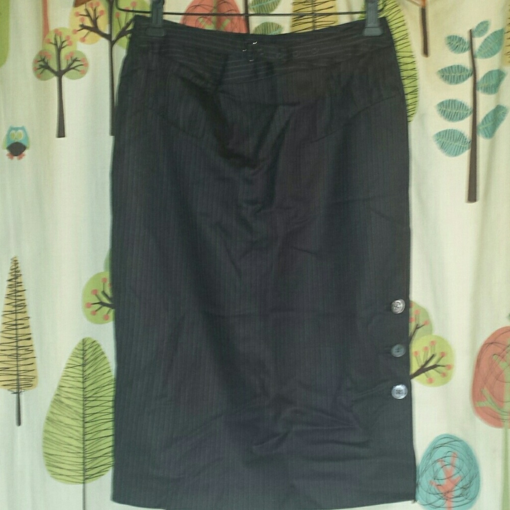Black pinstripe pencil skirt
