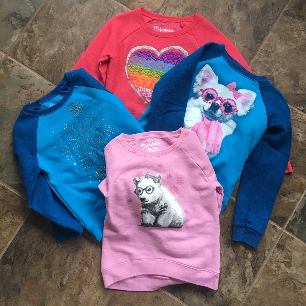 Bundle of 4 girls High-low sweatshirts.