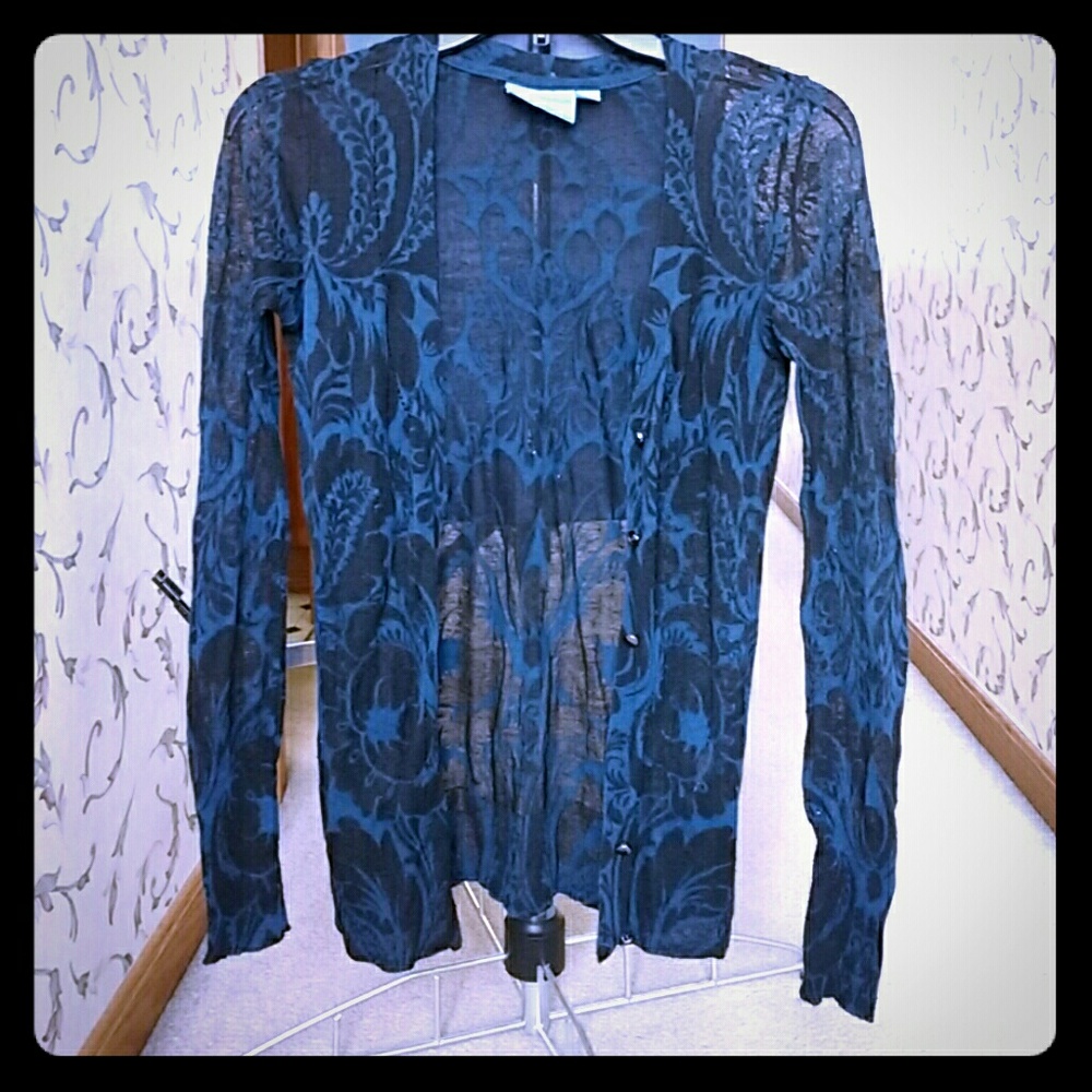 Gorgeous Black and Blue See-Through Cardigan!