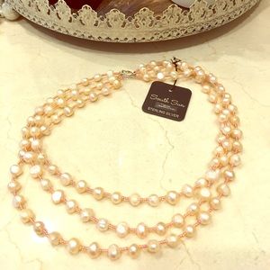 Triple strand freshwater pearls and sterling