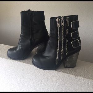 Jeffrey Campbell black leather booties