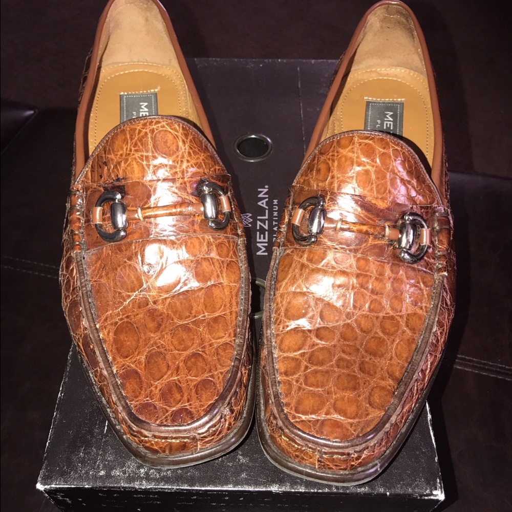 Mezzanine crocodile Cognac  sz 10.5