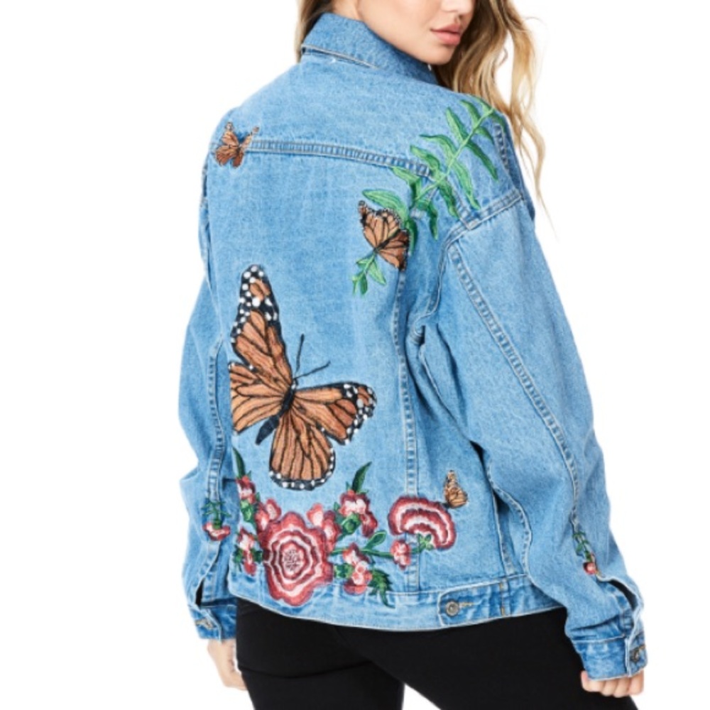 NWT Carmar Embroidered Denim Jacket Oversized