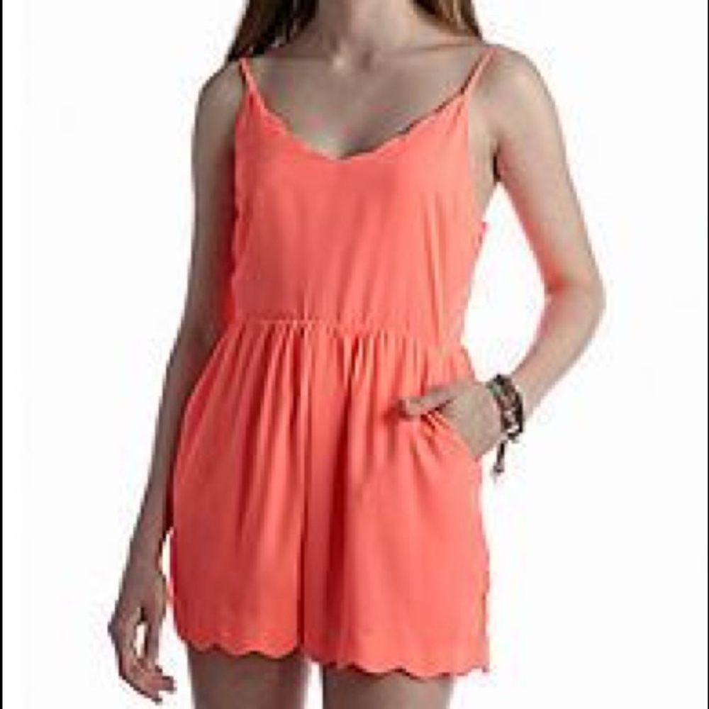 Neon Scalloped Romper with Pockets