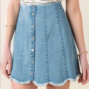 Francesca's High-waisted scalloped denim skirt