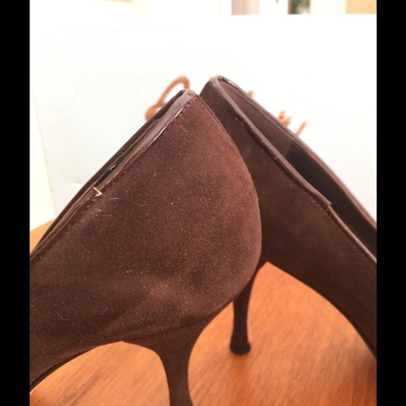 Butter Beyonce peep toe brown suede heels, size 7 - Picture 4 of 6