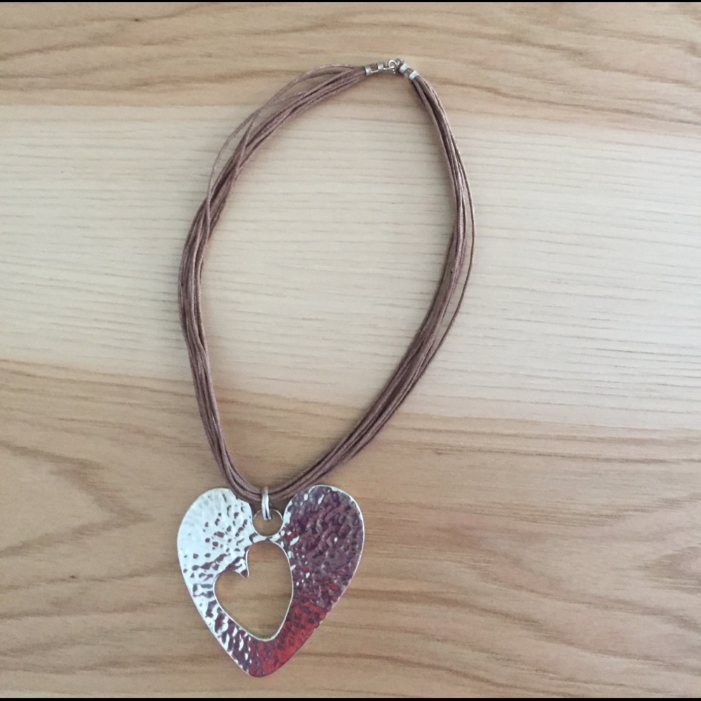 Heart within a heart pure silver Necklace