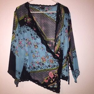 100% polyester draped kimono