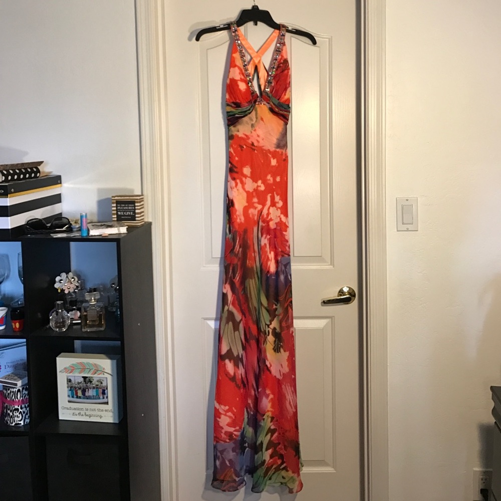 NWT Faviana Couture Orange Colorful Prom Dress