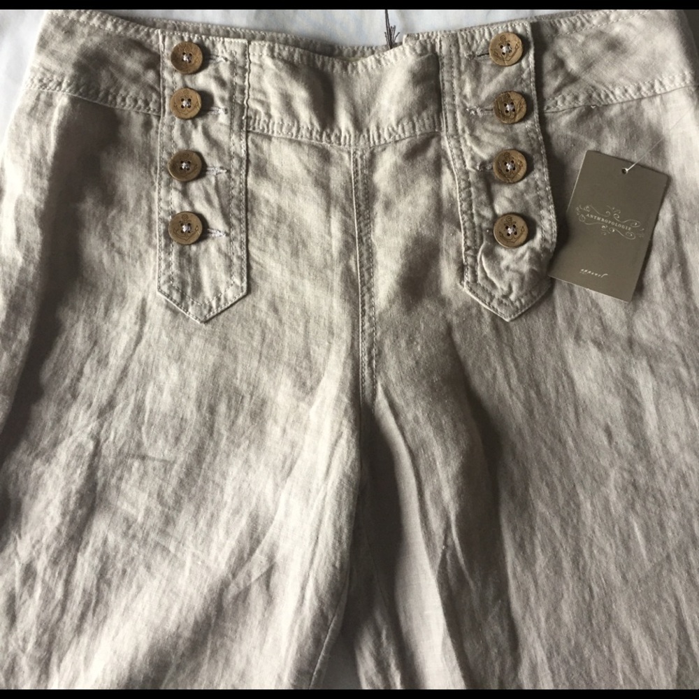 Anthropologie Elevenses Wide-Leg Linen Pants