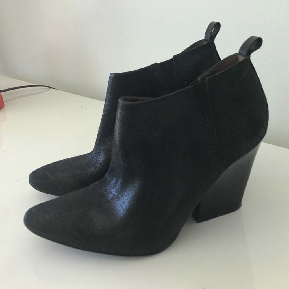 Rebecca Minkkoff black brushed leather booties