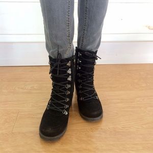 Black Laced High Heel Booties