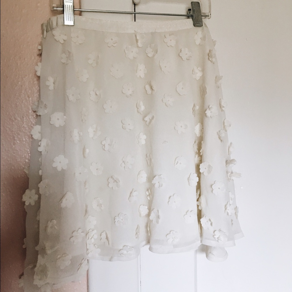 White Flower Mini Skirt