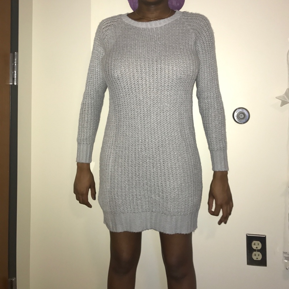 Silver sweater dress