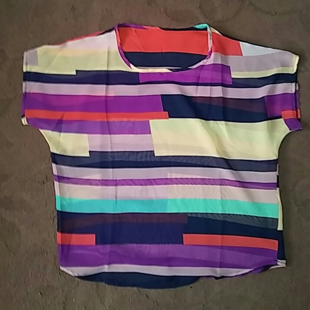 Multicolored sheer top