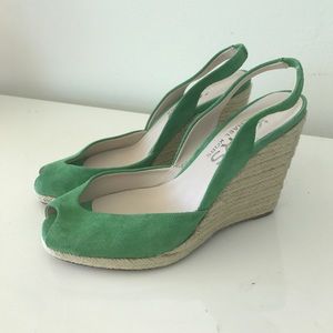 KORS Green Suede Peep Toe *SUMMER* Wedge