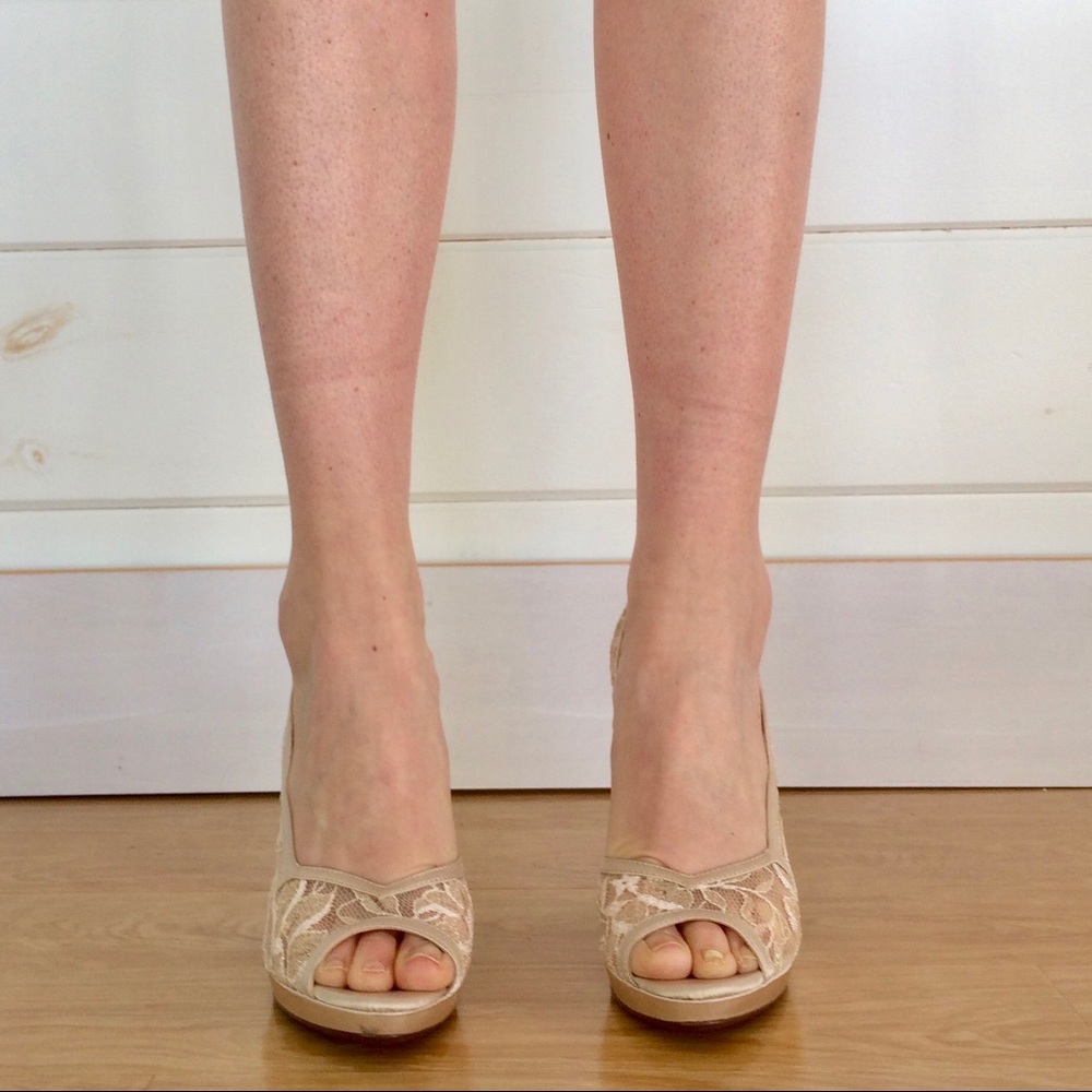 Champagne Lace Formal Heels