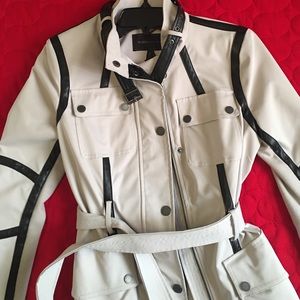 Faux leather BCBG MaxAzria cream motorcycle jacket