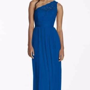 Long one shoulder lace bridesmaid dress