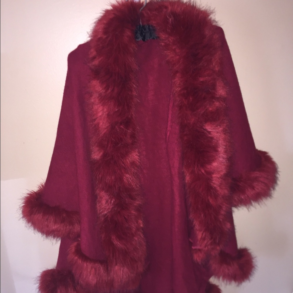 Burgundy Fur-Lined Coat