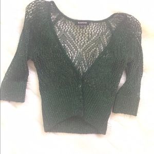 Bebe Green Metallic Cardigan