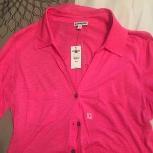 express Pink button up