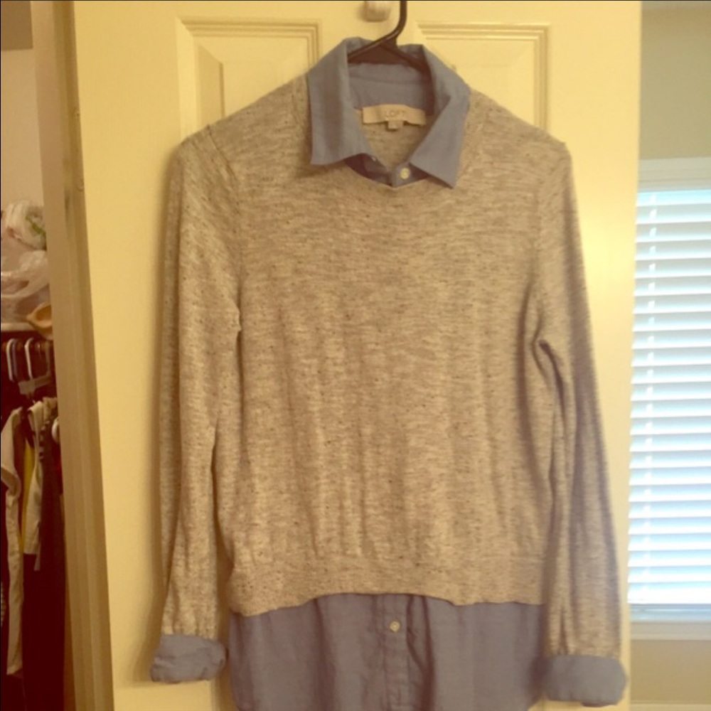 Ann Taylor sweater/ Oxford shirt