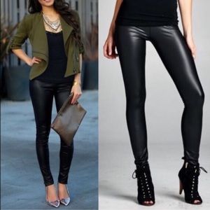 EXCELLENT condition black faux leather leggings!