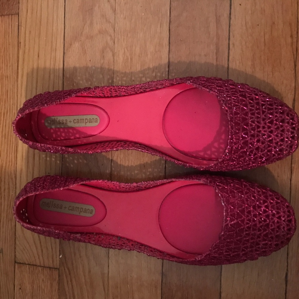 Melissa+ Campana Sparkly Pink Ballerinas