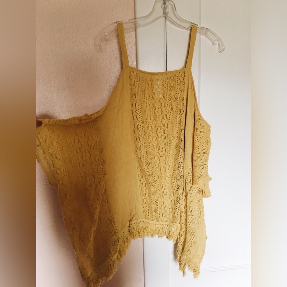 Mustard Cold Shoulder Top