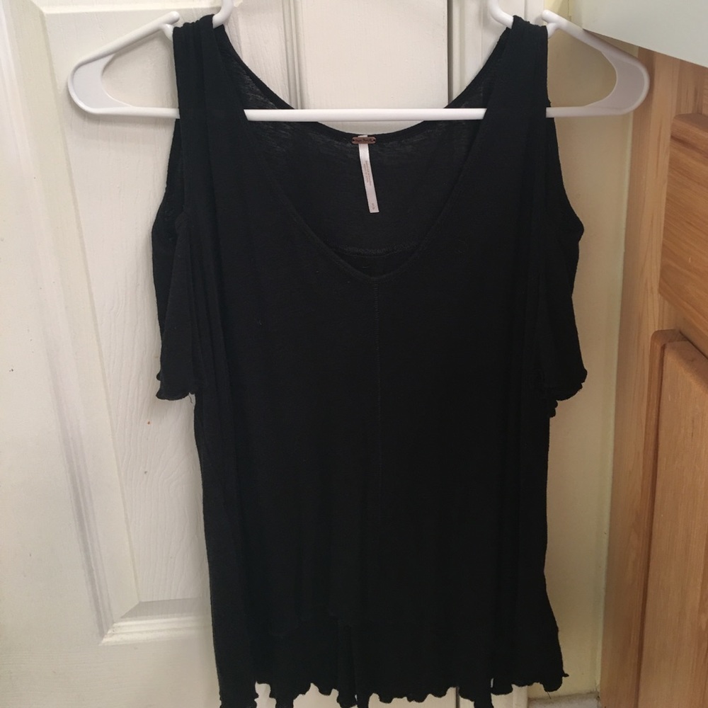 Free people black cold shoulder top