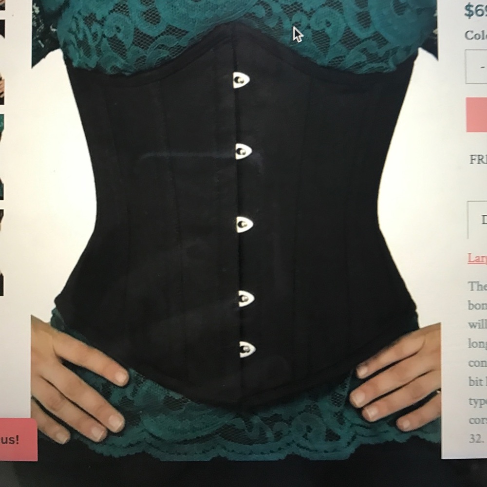 Black Underbust Cotton Corset (cs-345)
