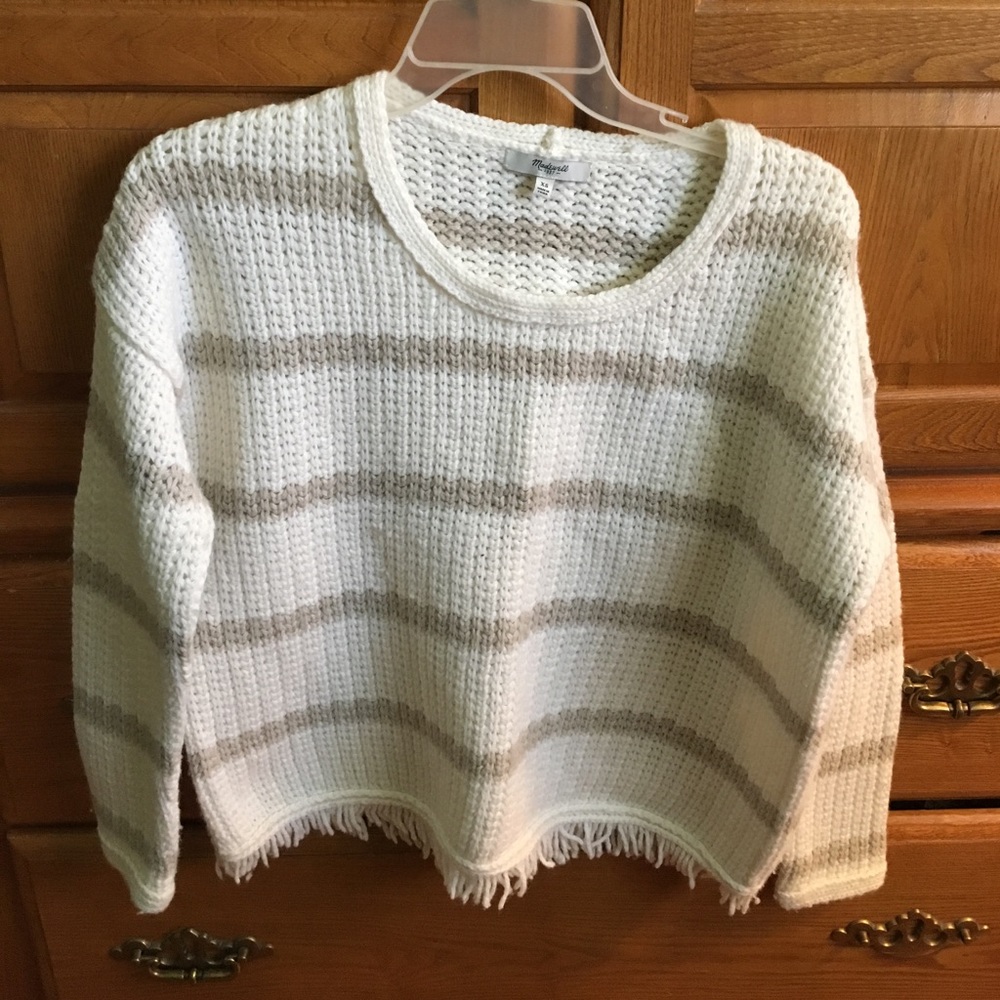 Madewell striped fringe hem sweater