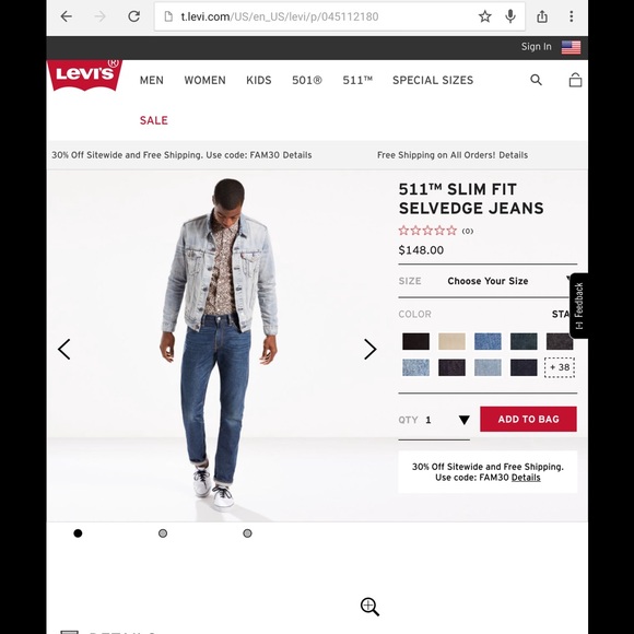 LEVIS 511 Slim Fit SELVEDGE Jeans - Picture 1 of 2