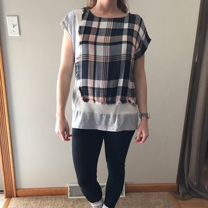 Anthropologie 9 H15 STCL plaid top size M