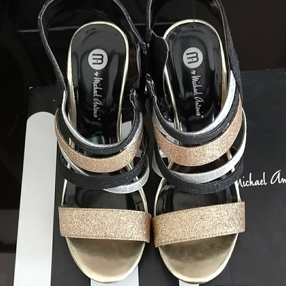 Michael Antonio Shoes - Glittery black/gold/silver stiletto heels