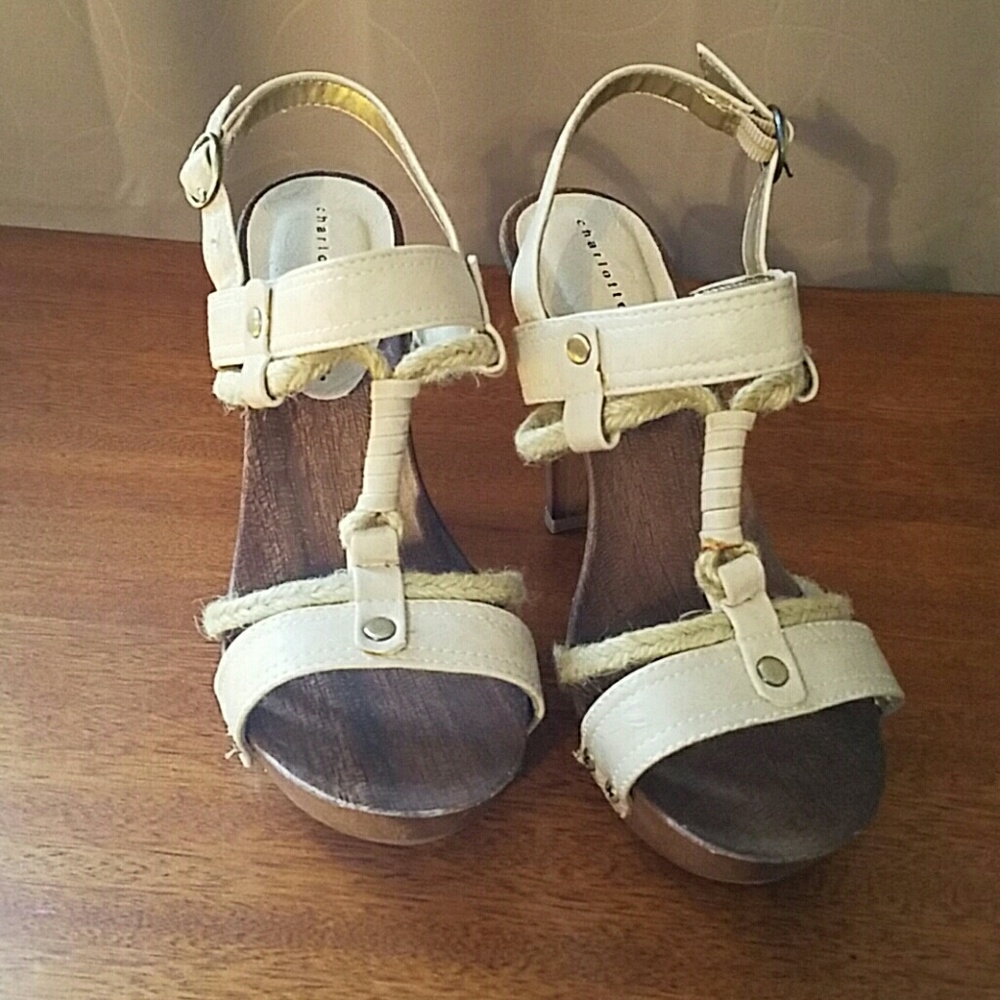 Make an offer - Wooden platform heels - beige
