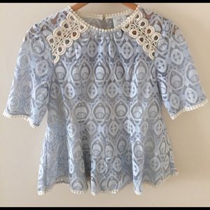 Light Blue Lace Peplum Top