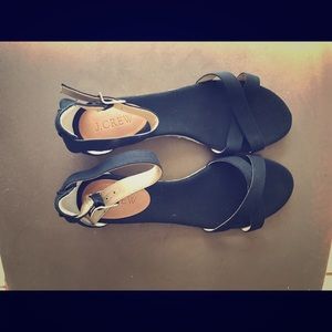 J Crew black mini wedge sandal
