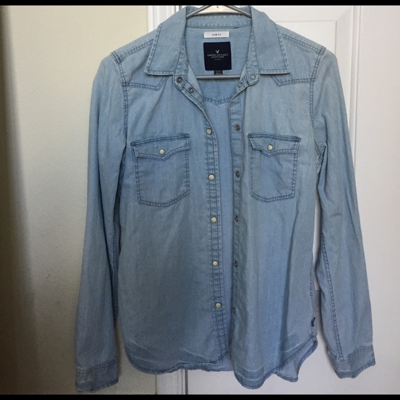 American Eagle Denim Button-Up Top - Picture 1 of 4