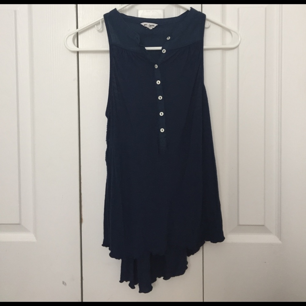 Blue Button Up Tank Top
