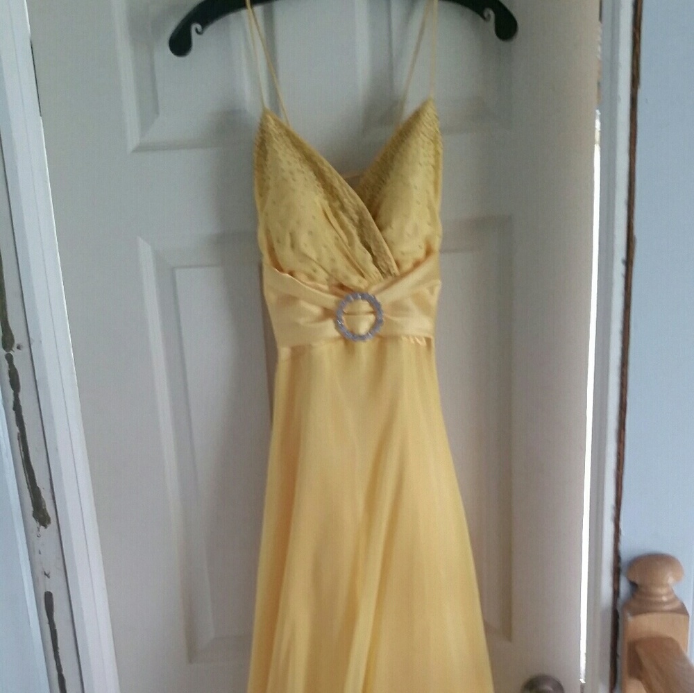 Golden yellow prom dress