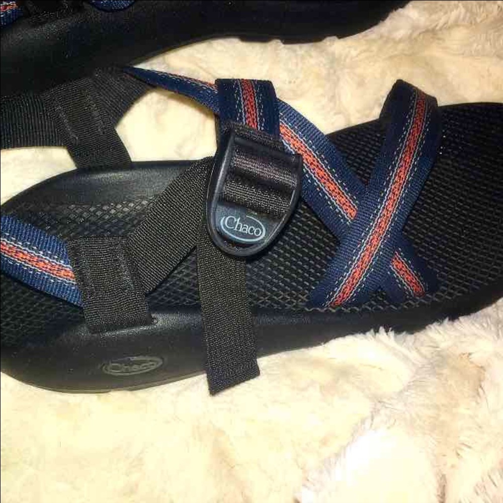 Men's chacos size 14 navy blue and salmon
