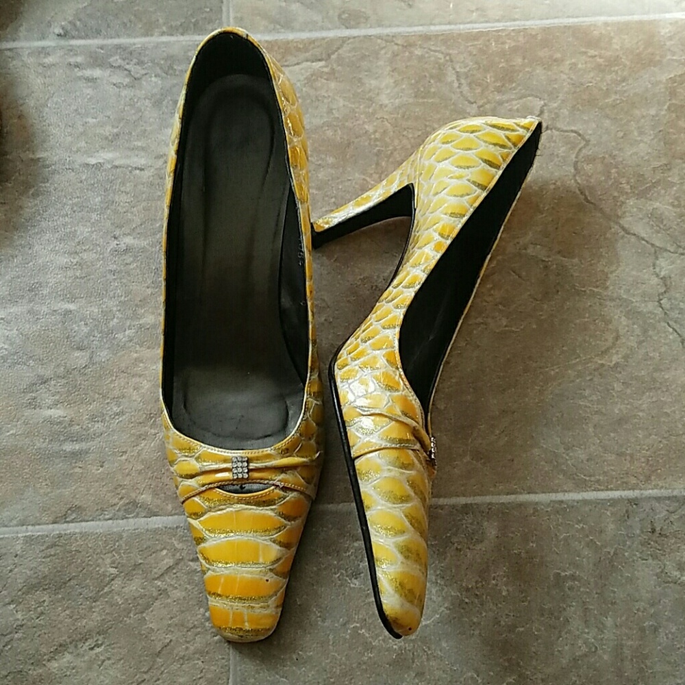 Canary Yellow & Silver Heels